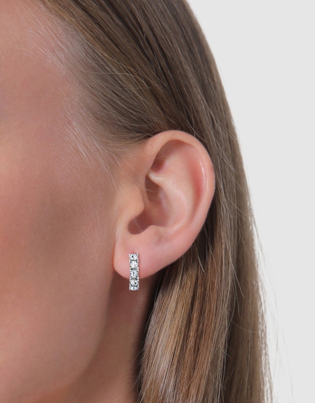 Elli Jewelry - Earrings Hoops Crystal 925 Sterling Silver