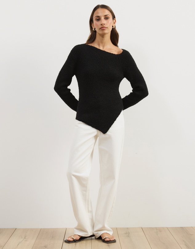 Atmos&Here - Toni Long Sleeve Knit With Asymmetric Neckline And Hem