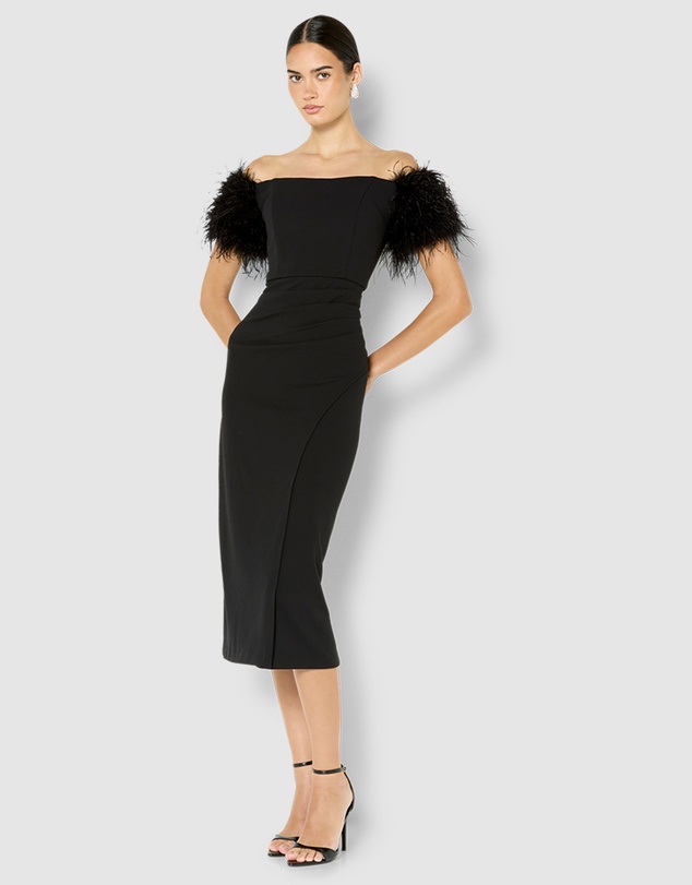 Montique - Enora Feather Trim Cocktail Dress