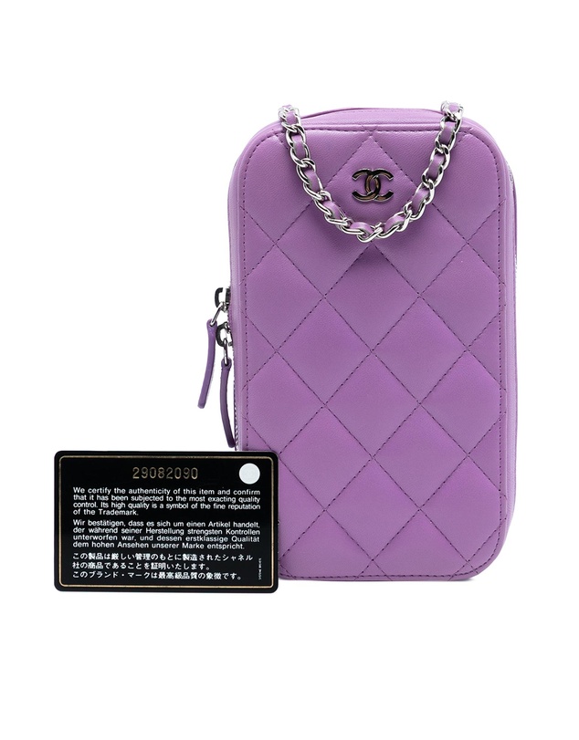 Pre-Loved by Azura Reborn - Pre-Loved CC Quilted Lambskin Zip Phone Case