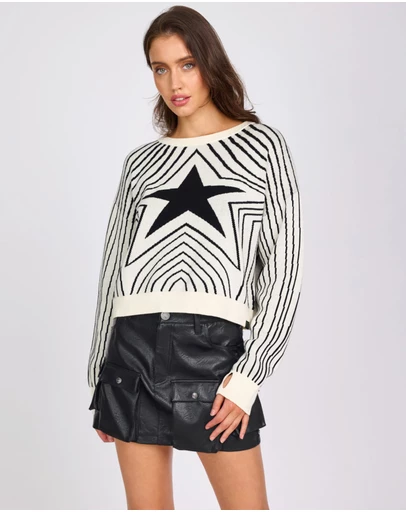 ONE TEASPOON - Star Gazing Knitted Sweater - Mono Print