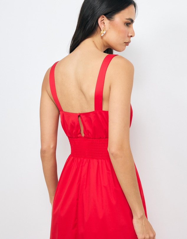 AERE - Liona Cotton Shirred Waist Midi Dress