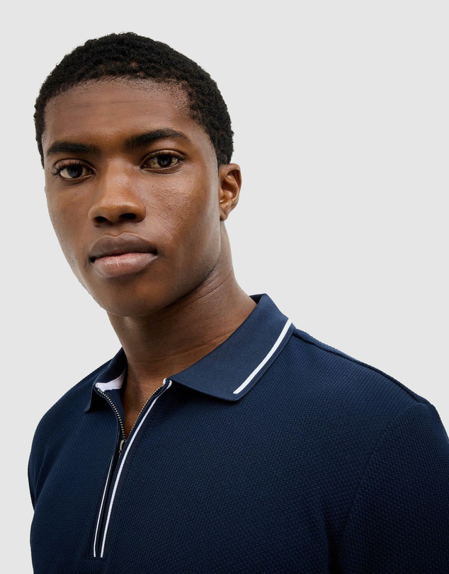 Politix - Morgan Textured Zip-up Polo