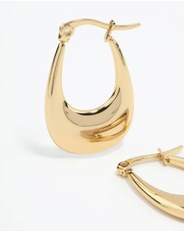 Lovisa - Waterproof Gold Plated Stainless Steel Elongated Flat Hoop Earrings