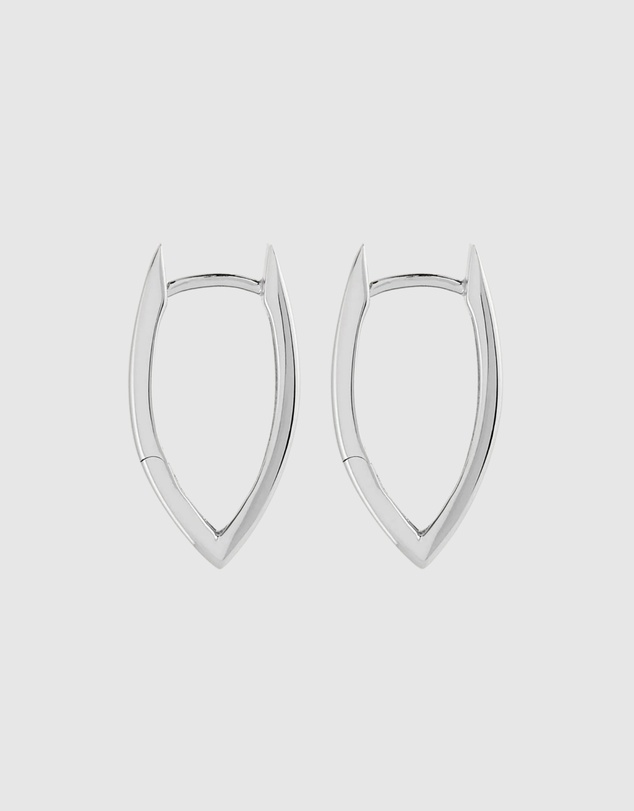 Najo - Swan Silver Huggie Earrings