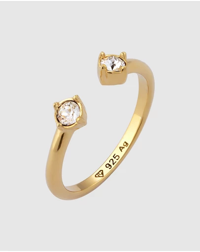 Elli Jewelry - Open Crystal Band Ring in Gold-Plated 925 Silver