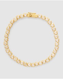 Wanderlust + Co - Heart Bezel 14K Gold Vermeil Tennis Bracelet