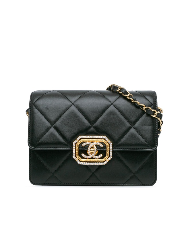 Pre-Loved by Azura Reborn - Pre-Loved chanel Quilted Leather Flap Chain Shoulder Bag with Jeweled Embellishment