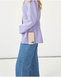 LOUVE COLLECTION - Desert Sand Phone Case + Pearl Crossbody Chain