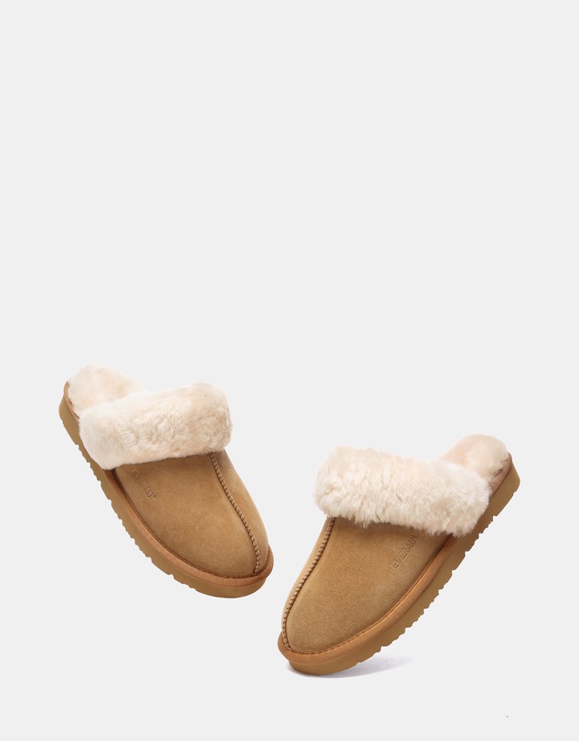 EVERAU - EverAU Ugg Muffin Slipper Suede Cow Suede Upper House Shoes