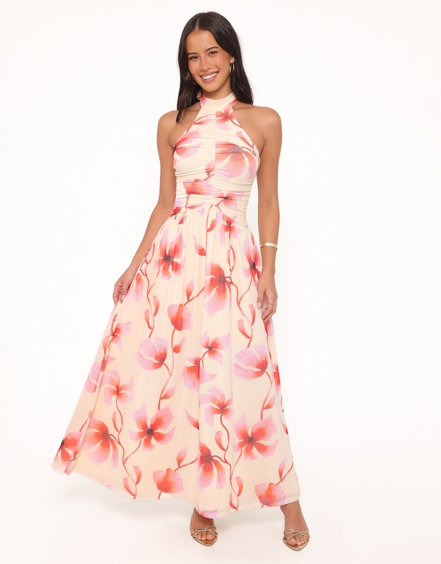 Petal & Pup - Kaira Halterneck Maxi Dress - Pink Floral
