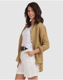 CAMIXA - Crinkle Oversized Linen Shirt