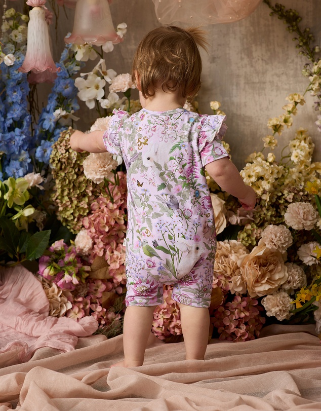 Fleur Harris - 'Heirloom Treasures' Precious Shorty Frill Coverall in Pink Multi