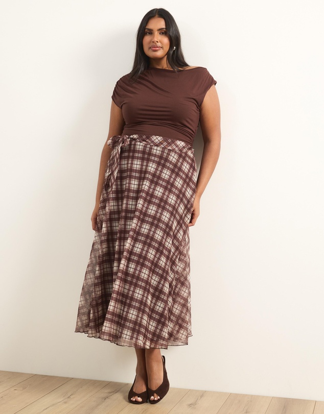 Atmos&Here Curvy - Rumi Checked Maxi Skirt