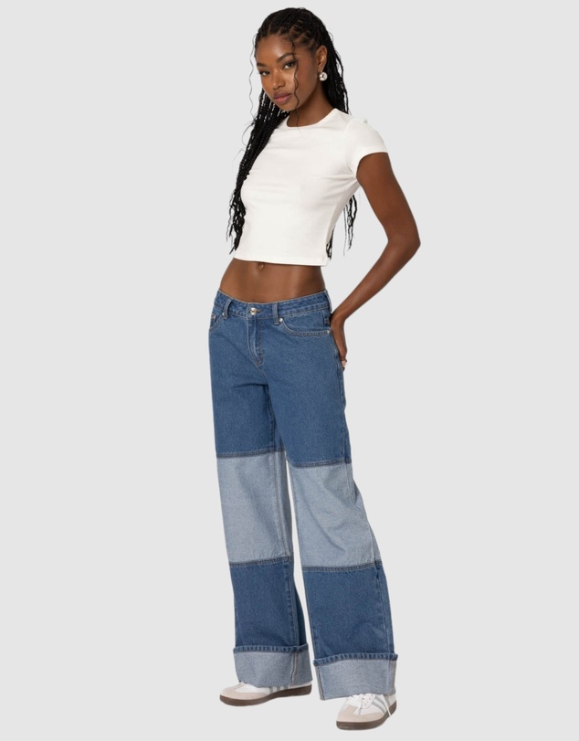 EDIKTED - Lindsey Two Tone Cuffed Jeans
