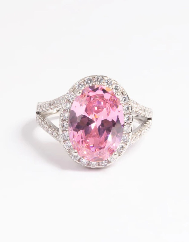 Lovisa - Silver Pink Cubic Zirconia Ring