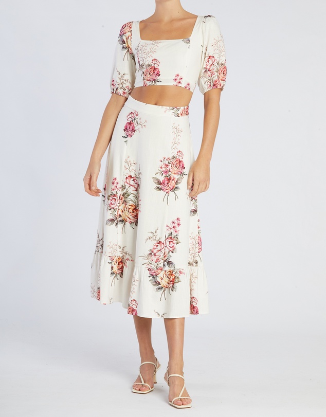 Amelius - Heartloom Rose Linen Crop Top
