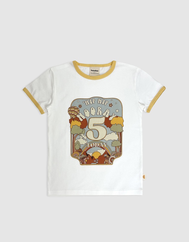 Banabae - Hip Hip Hooray Birthday Ringer Tee - 5 Year Old