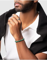 Nialaya Jewellery - 6mm Green Malachite Bracelet with Silver Balls
