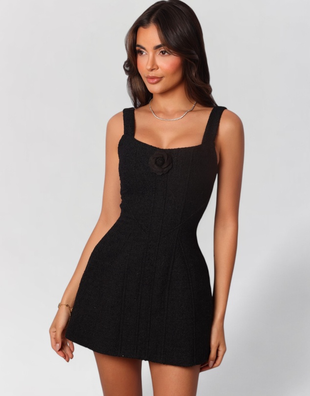 Heiress Beverly Hills - Boucle Flower A-Line Mini Dress