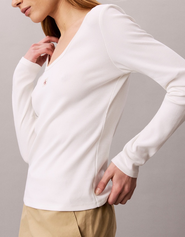 Calvin Klein Jeans - Ribbed Cotton Long Sleeve Top
