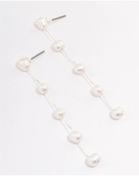 Lovisa - Silver Plated Five Freshwater Pearl Long Drop Earrings