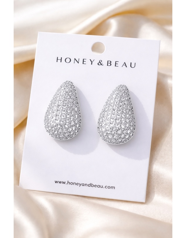 Honey and Beau - Gold Pavé Teardrop Stud Earrings