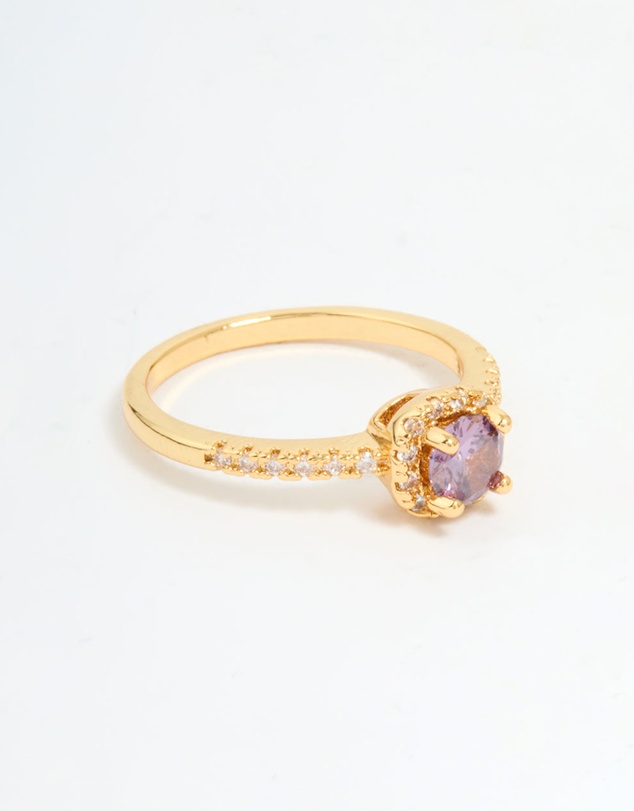 Lovisa - Gold Plated Pink Cubic Zirconia Mini Cushion Ring