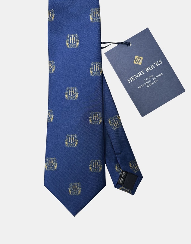 Henry Bucks - HENRY BUCKS Crest Print Tie NAVY