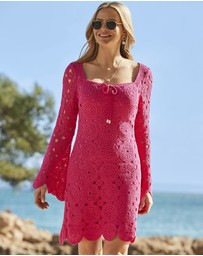 Sosandar - Crochet Tie Detail Dress