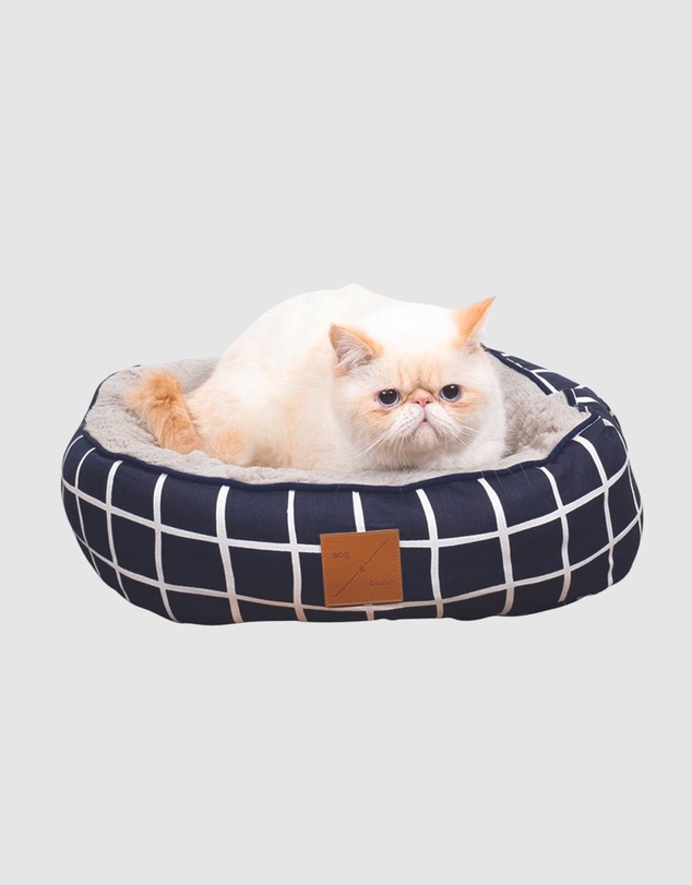 Mog & Bone - Reversible Cat Bed - Navy Check Print
