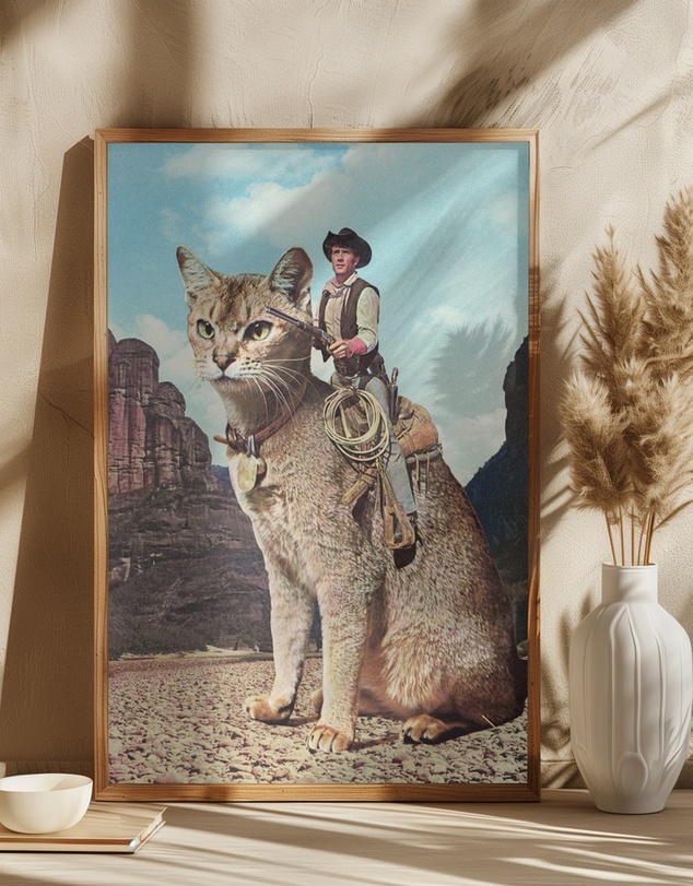 Olive et Oriel - Cat Lone Ranger by Vertigo Artography Art Print