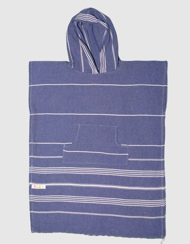Tolu Australia - Adult Hooded Beach Towel in Navy Stripes – Quick-Dry Swim Poncho for Swimming & Surfing