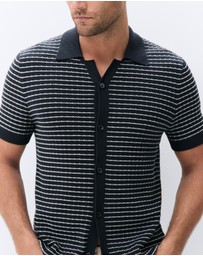 UNISON - Stripe Button Thru Knit