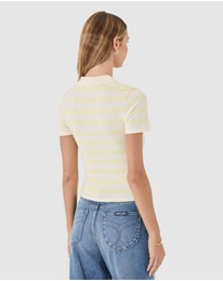 Rolla's - Lady Knit Polo Top - Pale Yellow