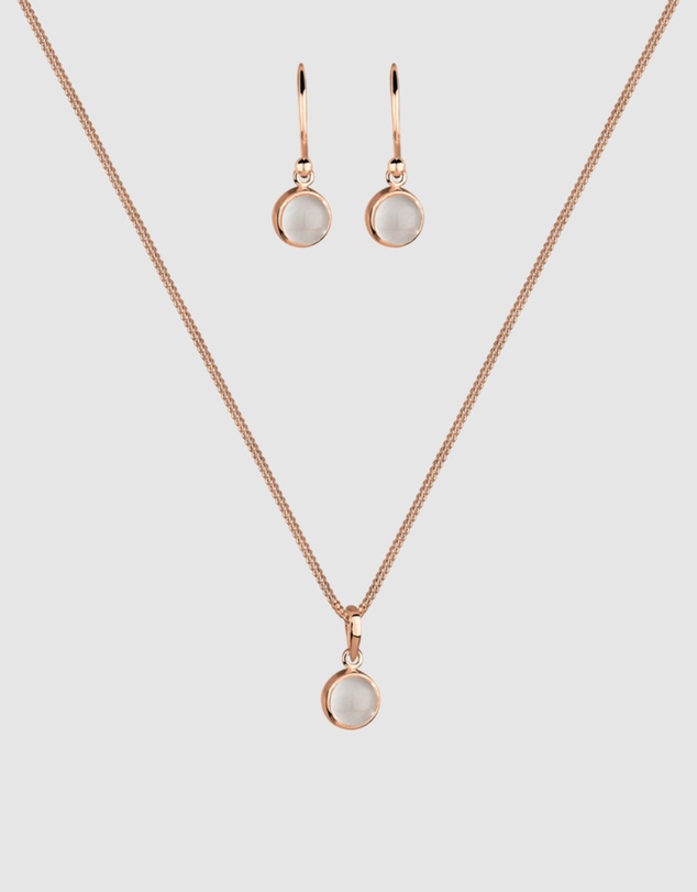 Elli Jewelry - Jewelry Set Moonstone 925 Sterling Silver Rosegold