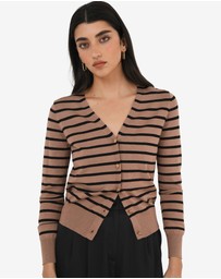 Forcast - Arabell V-Neck Striped Cardigan