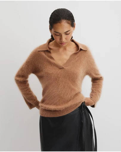 Country Road - Fluffy Collared Knit