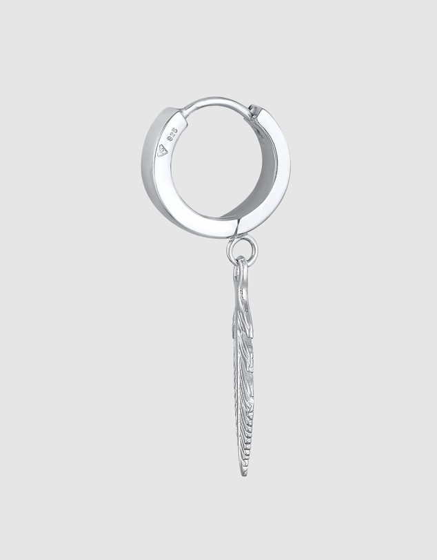 Kuzzoi - ICONIC EXCLUSIVE - Earrings Men Creole Feather Single Piece in 925 Sterling Silver