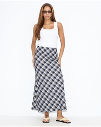 Dazie - Bronte Bias Cut Check Maxi Skirt