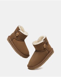 EVERAU - Australian Shepherd Ugg Nolan Kids Mini Button Cow Suede Upper UGG Boots
