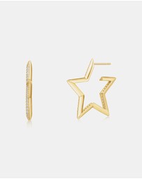Ania Haie - Gold Large Star-Shaped Pave Hoop Earrings