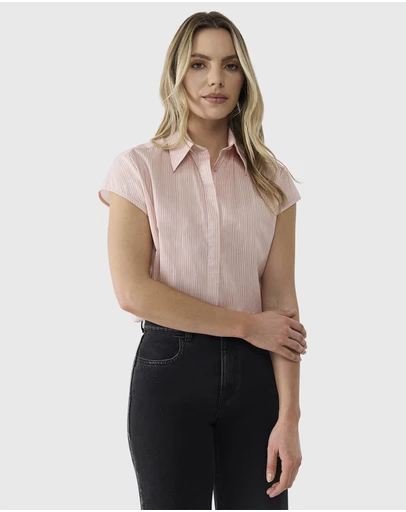 Farage - Cap Sleeve Stripe Shirt