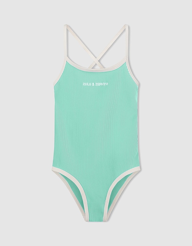 Zulu & Zephyr Mini - Mini Stripe Rib Logo One Piece - Babies-Teens