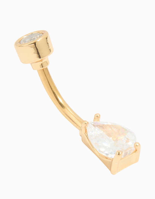 Lovisa - Gold Plated Titanium Cubic Zirconia Double Belly Bar