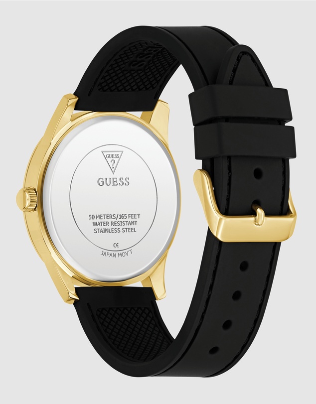GUESS - Guess Clark Mens Black Gold Tone Multi-function Watch