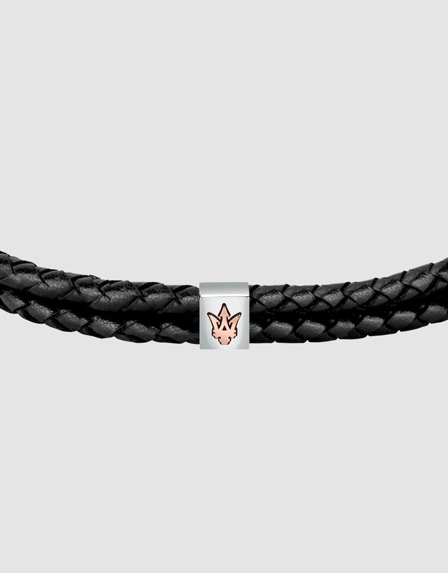Maserati - Maserati Men's Black Woven Leather Bracelet