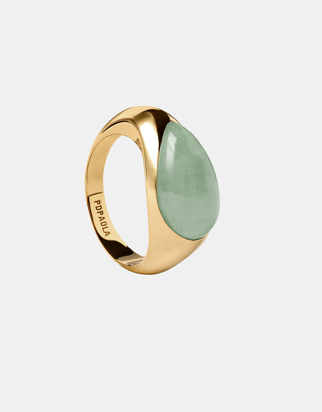 PDPAOLA - Green Aventurine Luna Stamp Ring