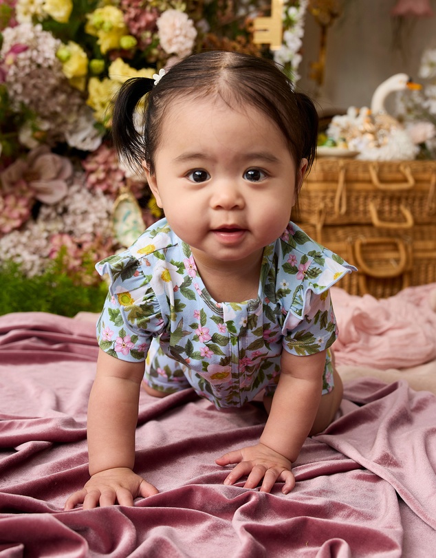 Fleur Harris - 'Heirloom Treasures' Precious Shorty Frill Coverall in Soft Teal