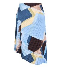 City Chic - Plus size Amaya Abstract Print Pleat Skirt - blue